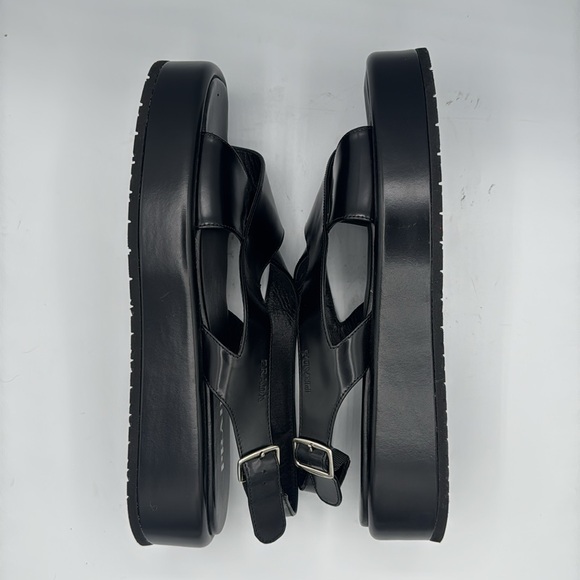 New PRADA Leather Slingback Sandals Black Size 41/ US 11 - Picture 8 of 12